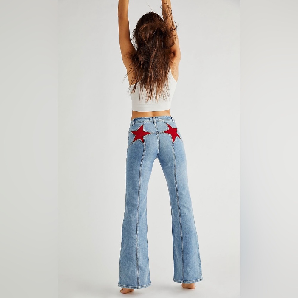 Free People firecracker flare jeans.